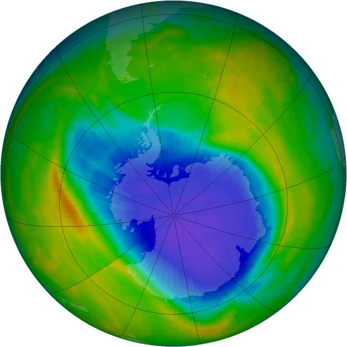 Antarctic ozone map for 20 October 1985